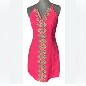 Pink Dress with Gold Embroidery